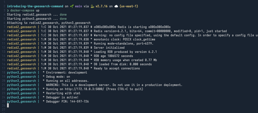 docker compose up build output